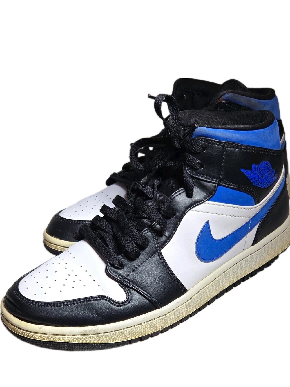 Air Jordan 1 Mid Racer Blue White Black Sneaker 554724-140 Mens Size 10.5 AJ1[9B